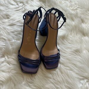 Metallic Navy Blue Women's Heels
